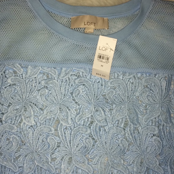 Ann Taylor Loft blue crochet & mesh top NWT - Picture 8 of 12